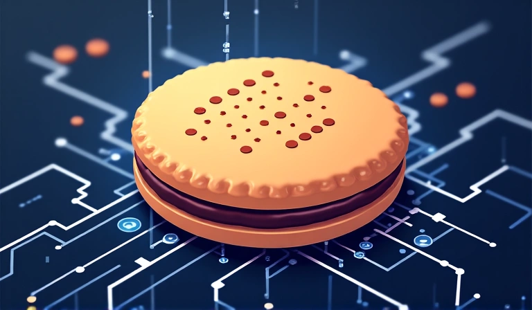 Ilustración de una galleta digital representando una cookie de internet