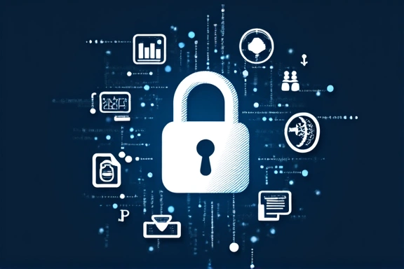 Ilustración de seguridad de datos con un candado y datos digitales
